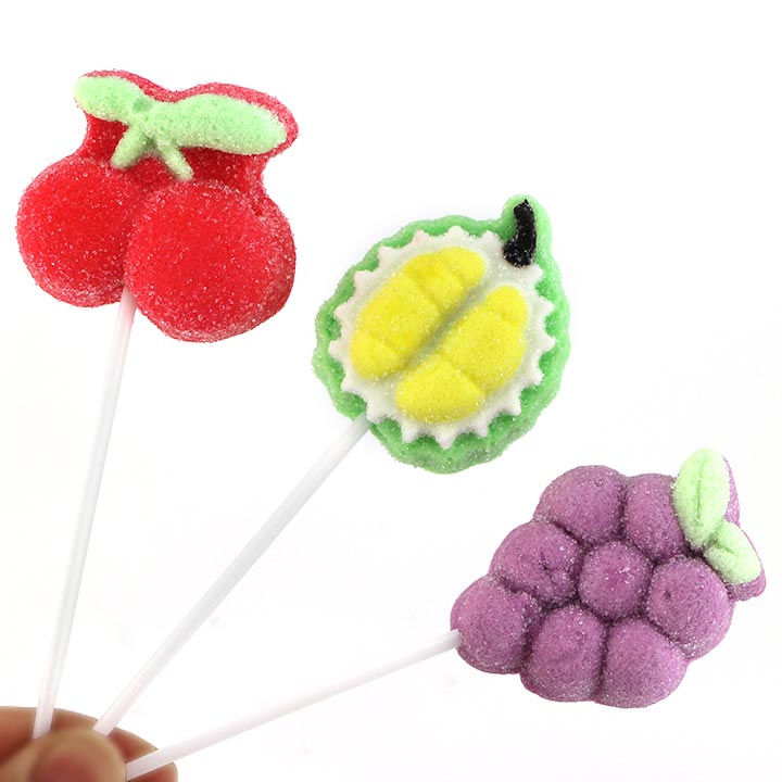 12g Cartoon 3D fruits shaped marshmallow lollipop CH-M221