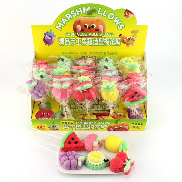 12g Cartoon 3D fruits shaped marshmallow lollipop CH-M221