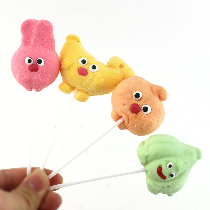 Cartoon 12g Fruits Vegetable shaped marshmallow lollipop CH-M222