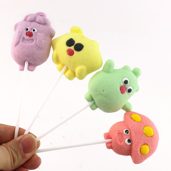 Cartoon 12g Fruits Vegetable shaped marshmallow lollipop CH-M222