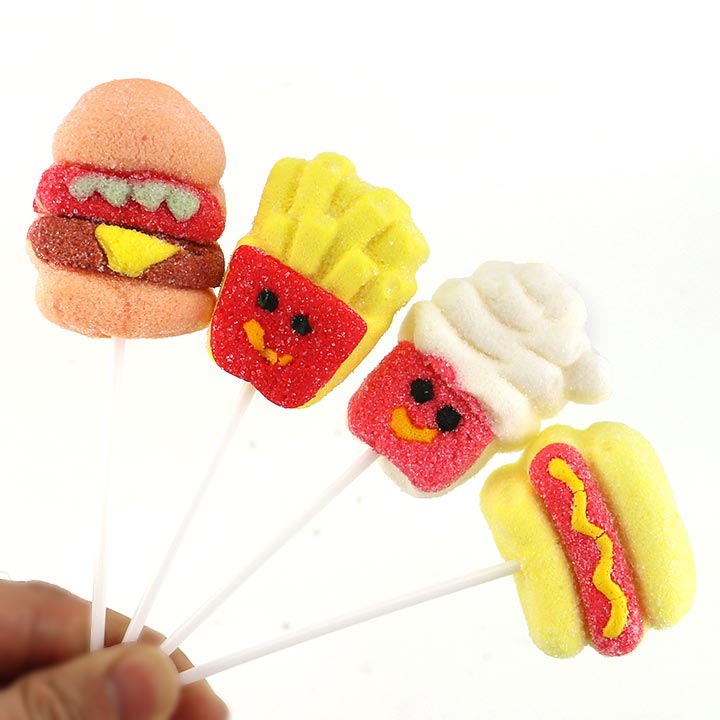 Cartoon 12g Western style fast food shaped marshmallow pop lollipop CH-M223