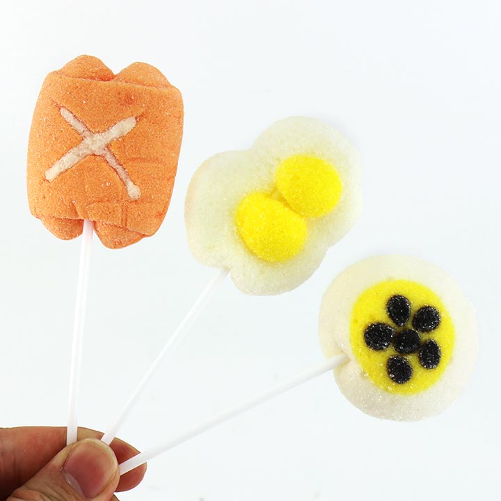 Cartoon 12g Breakfast shape marshmallow lollipop CH-M224