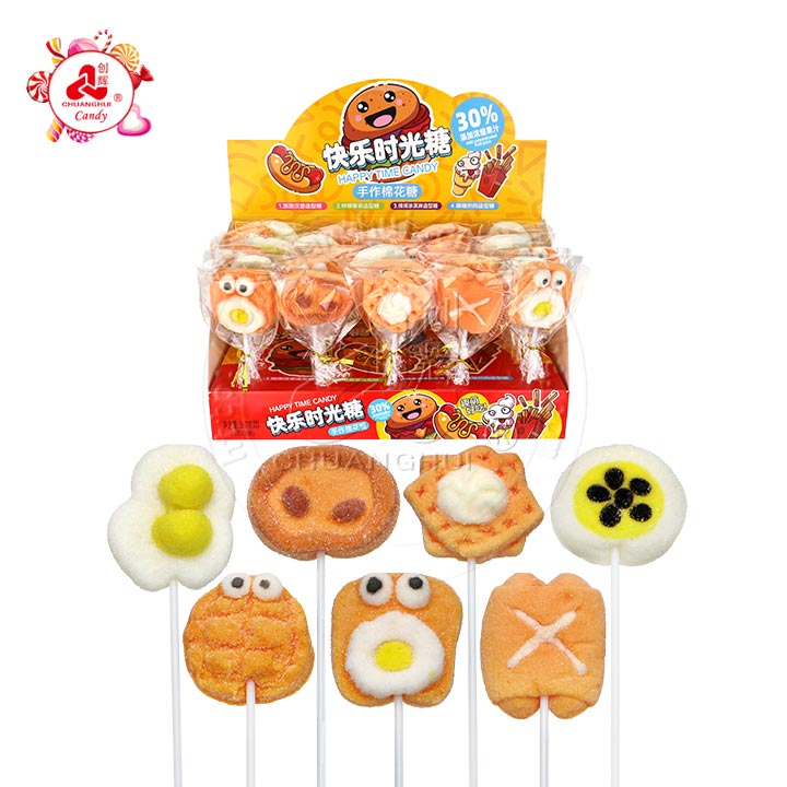 Cartoon 12g Breakfast shape marshmallow lollipop CH-M224