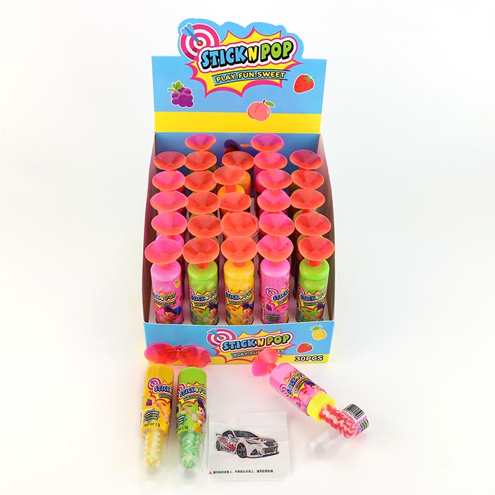 Stick Pop and Tattoo Suction cup dart shaped lollipop candy with sticker CH-T1426