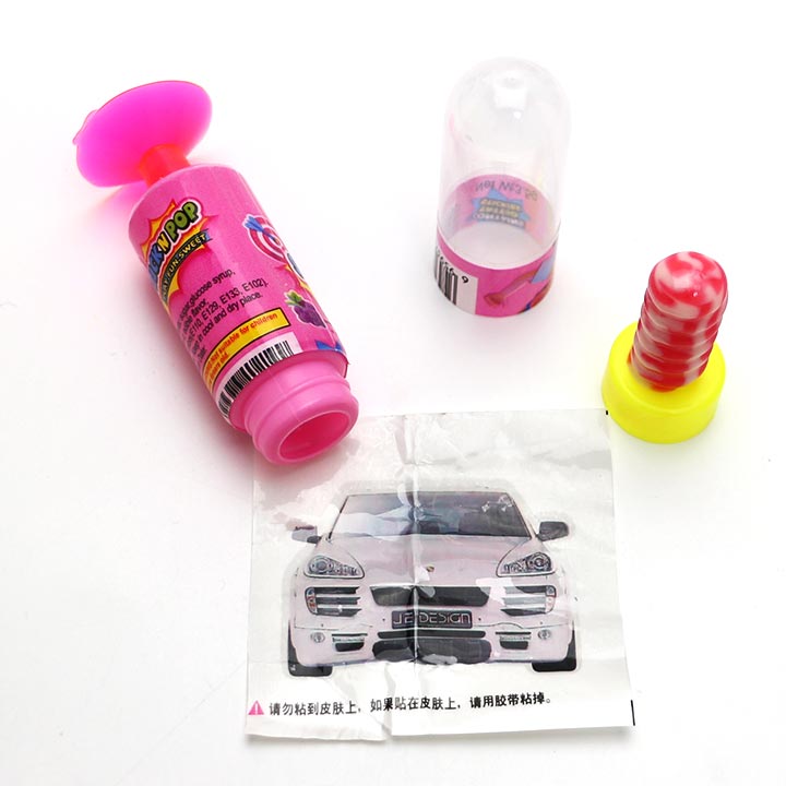 Stick Pop and Tattoo Suction cup dart shaped lollipop candy with sticker CH-T1426