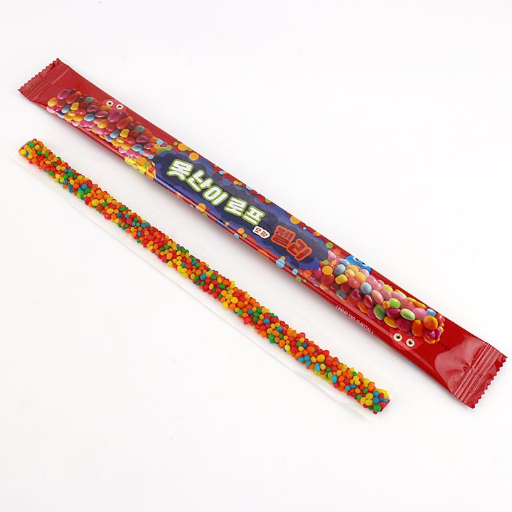 Hot Sale Long Sour Rainbow Rope Gummy Stick Jelly Candy with Mini Granule Candy Drops CH-J643-1