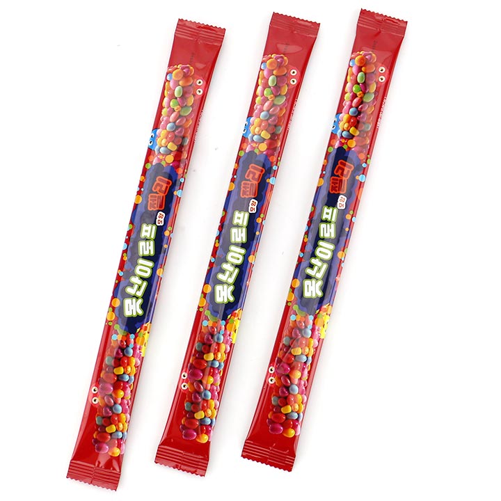 Hot Sale Long Sour Rainbow Rope Gummy Stick Jelly Candy with Mini Granule Candy Drops CH-J643-1