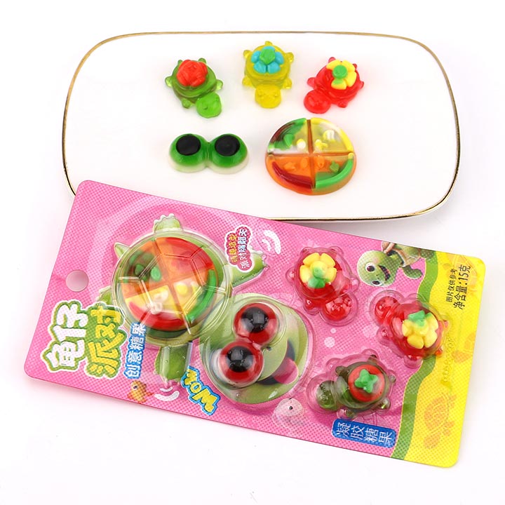 Triple turtle gummy candy Eye, Pizza shaped jelly candy CH-J738