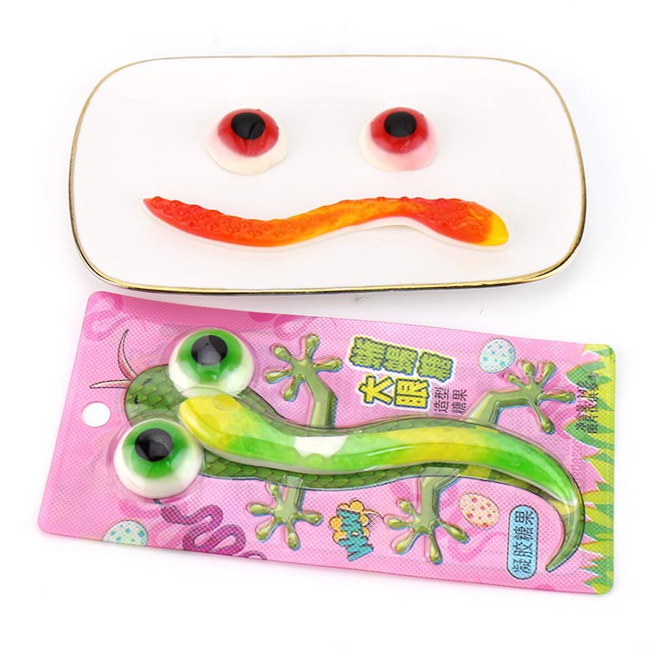 Big Eye lizard gummy eyeballs, small snake shaped chewy gummy candy CH-J739