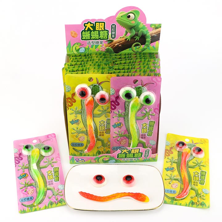 Big Eye lizard gummy eyeballs, small snake shaped chewy gummy candy CH-J739
