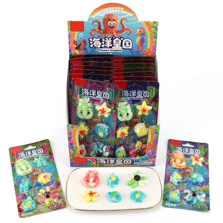 Marine Kingdom Ocean animals gummy lobster, octopus, conch, shell, starfish shaped chewable soft candy CH-J741