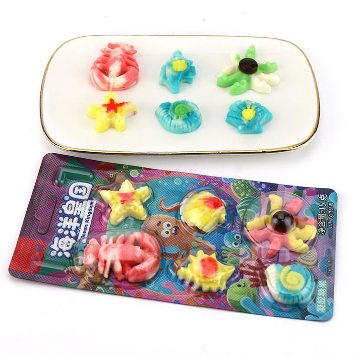 Marine Kingdom Ocean animals gummy lobster, octopus, conch, shell, starfish shaped chewable soft candy CH-J741
