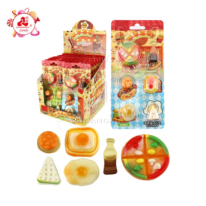 Western Style Fast Food gummy burger, fried egg, sandwich, cola, pizza shaped chewable soft candy CH-J742