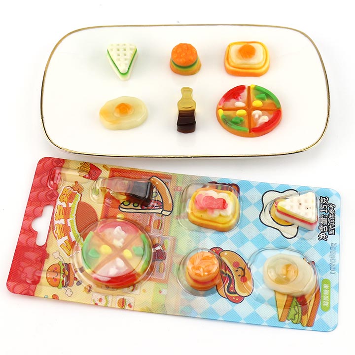 Western Style Fast Food gummy burger, fried egg, sandwich, cola, pizza shaped chewable soft candy CH-J742