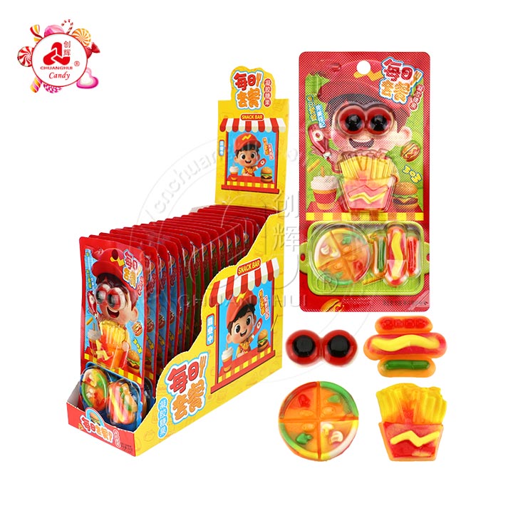 McDonald's fast food gummy hot dogs, french fries, pizza shaped chewy gummy candy CH-J743