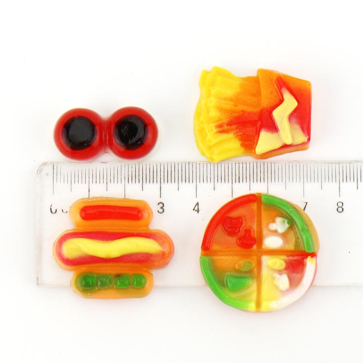 McDonald's fast food gummy hot dogs, french fries, pizza shaped chewy gummy candy CH-J743
