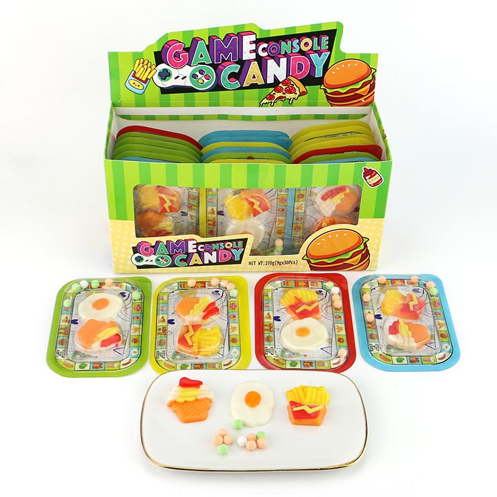 Funny game console gummy ice cream, fried eggs, french fries shaped chewy gummy candy with pressed tablet candy CH-J744