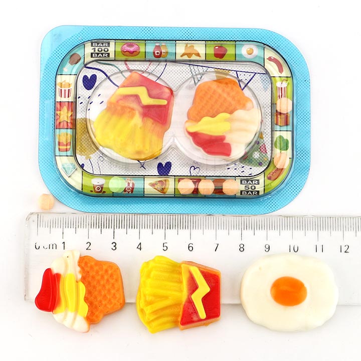 Funny game console gummy ice cream, fried eggs, french fries shaped chewy gummy candy with pressed tablet candy CH-J744