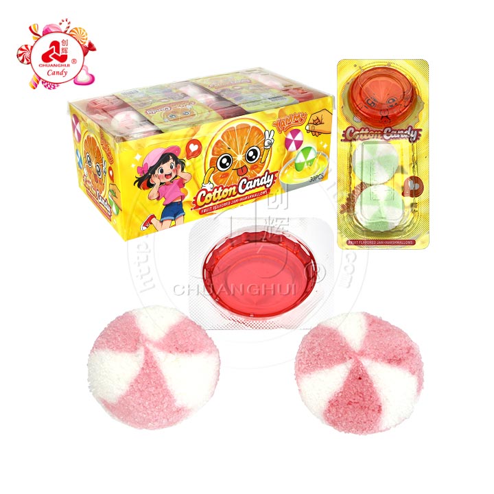 2-in-1 fruit flavored round marshmallow cotton candy with jam CH-M226