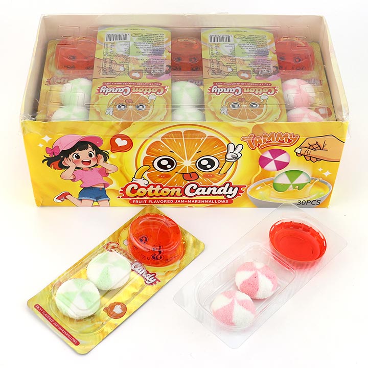 2-in-1 fruit flavored round marshmallow cotton candy with jam CH-M226