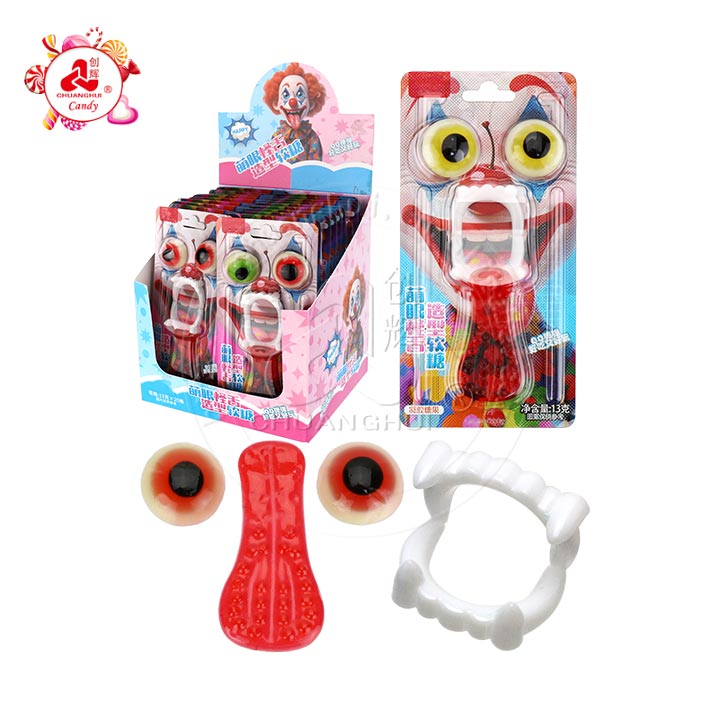 Funny Joker Gummies Eyeball and Tongue Shapes Jelly Gummy Candy with Devil's Teeth Toy CH-T1428