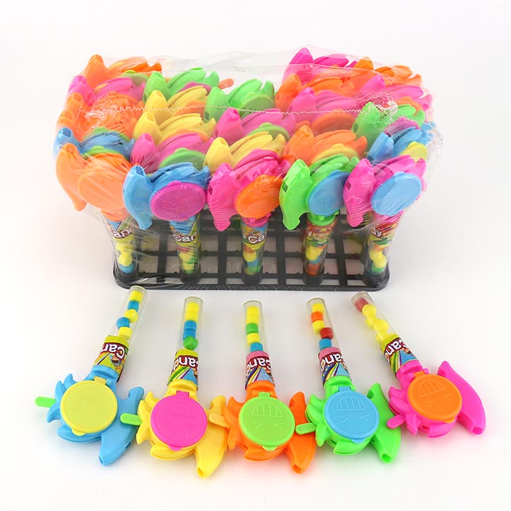 Cartoon Shooting Flying Saucer Whistle Axe Shaped Catapult Toy Candy CH-T1431