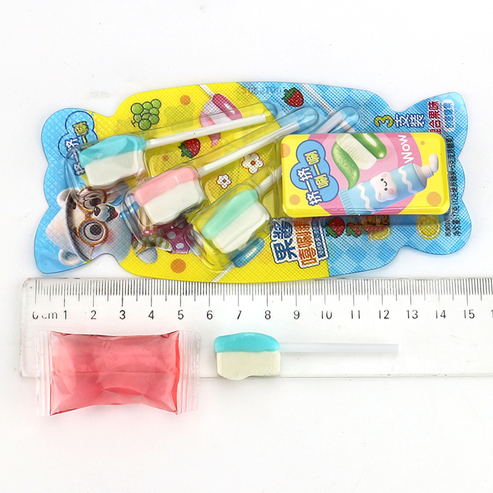 2 in 1 Mini Toothbrush shaped lollipop with jam liquid candy CH-BP151