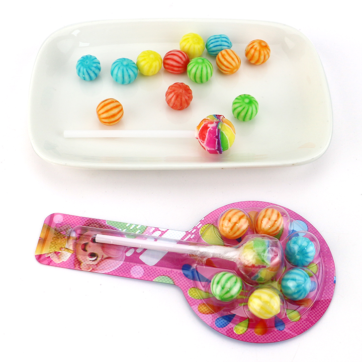 2 in 1 Mini Watermelon bubble gum with rainbow lollipop candy CH-E354