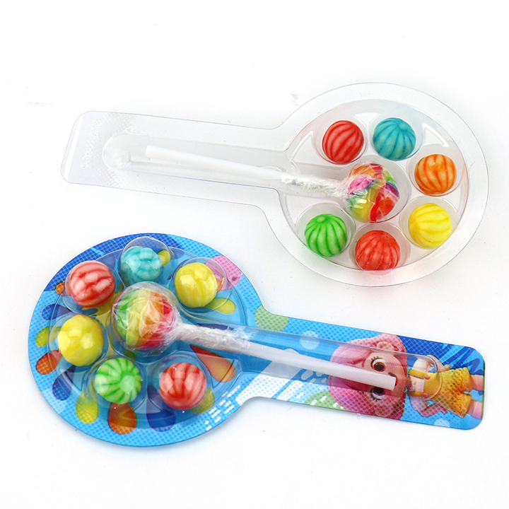 2 in 1 Mini Watermelon bubble gum with rainbow lollipop candy CH-E354