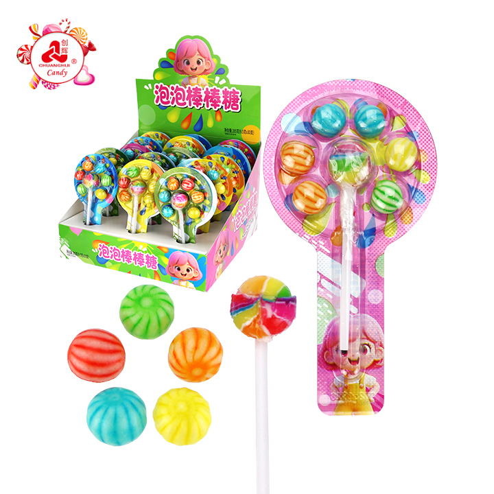 2 in 1 Mini Watermelon bubble gum with rainbow lollipop candy CH-E354