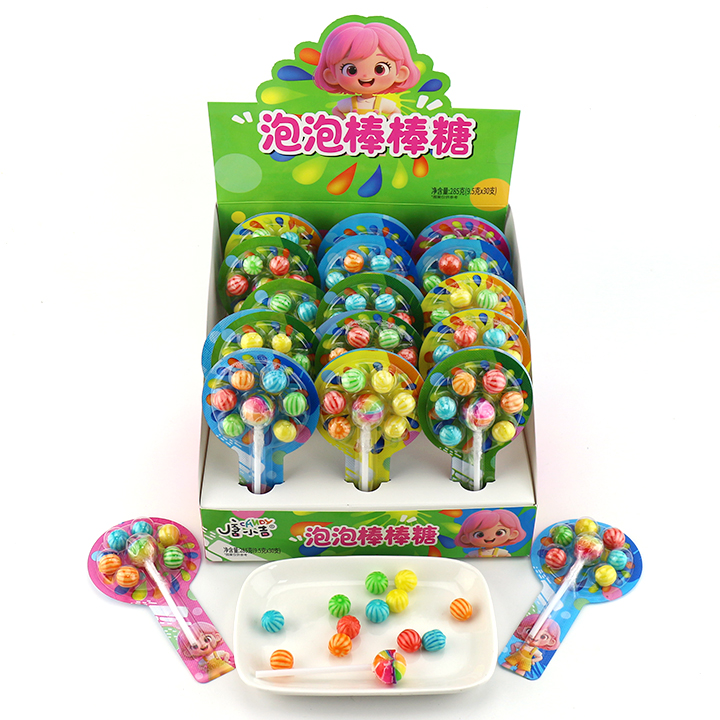 2 in 1 Mini Watermelon bubble gum with rainbow lollipop candy CH-E354