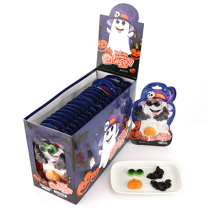 Halloween Ghost Gummy cartoon bat, pumpkin head, eye ball shaped jelly gummy candy CH-J745
