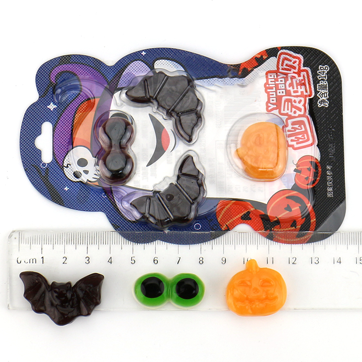 Halloween Ghost Gummy cartoon bat, pumpkin head, eye ball shaped jelly gummy candy CH-J745