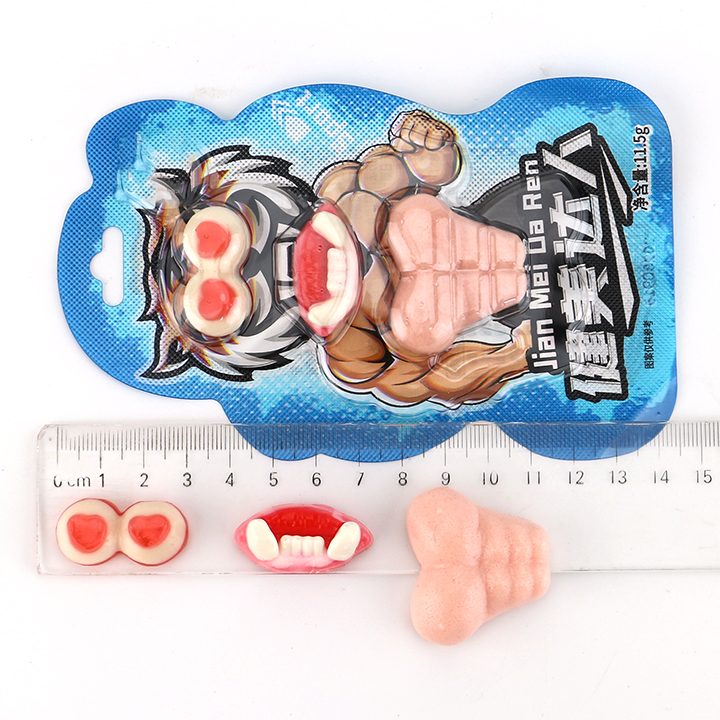 Gym Monkey Gummy Candy eyeballs, lips and teeth, fitness muscle shaped jelly candy CH-J746