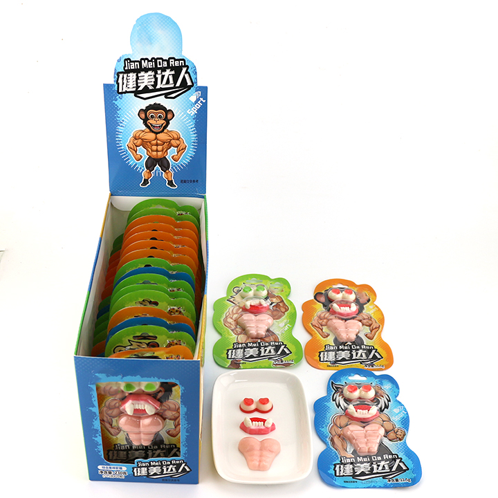 Gym Monkey Gummy Candy eyeballs, lips and teeth, fitness muscle shaped jelly candy CH-J746