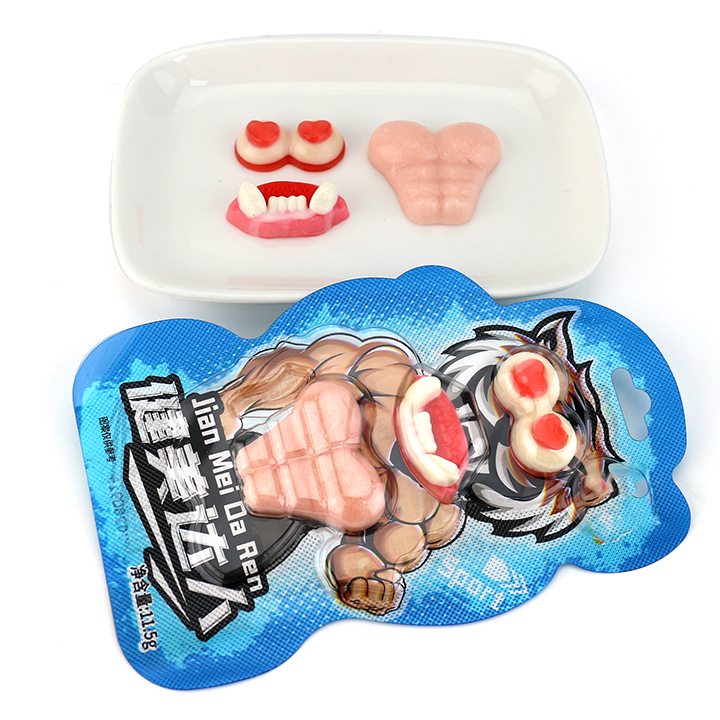 Gym Monkey Gummy Candy eyeballs, lips and teeth, fitness muscle shaped jelly candy CH-J746