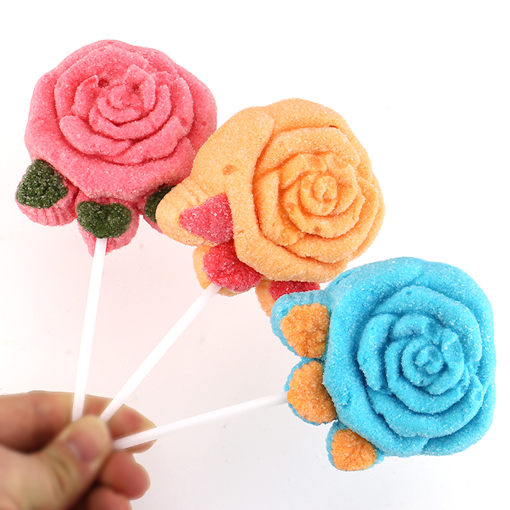35g Rose Flower shaped big marshmallow lollipop CH-M228