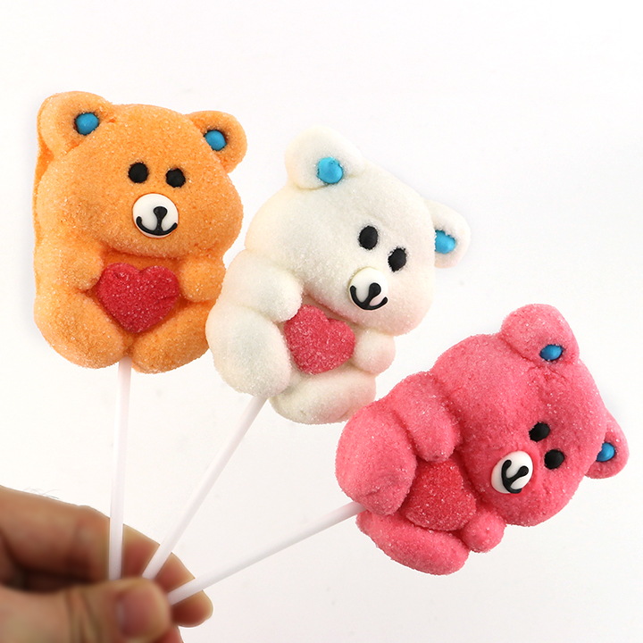 35g Cartoon Care Bear shaped big marshmallow lollipop CH-M229
