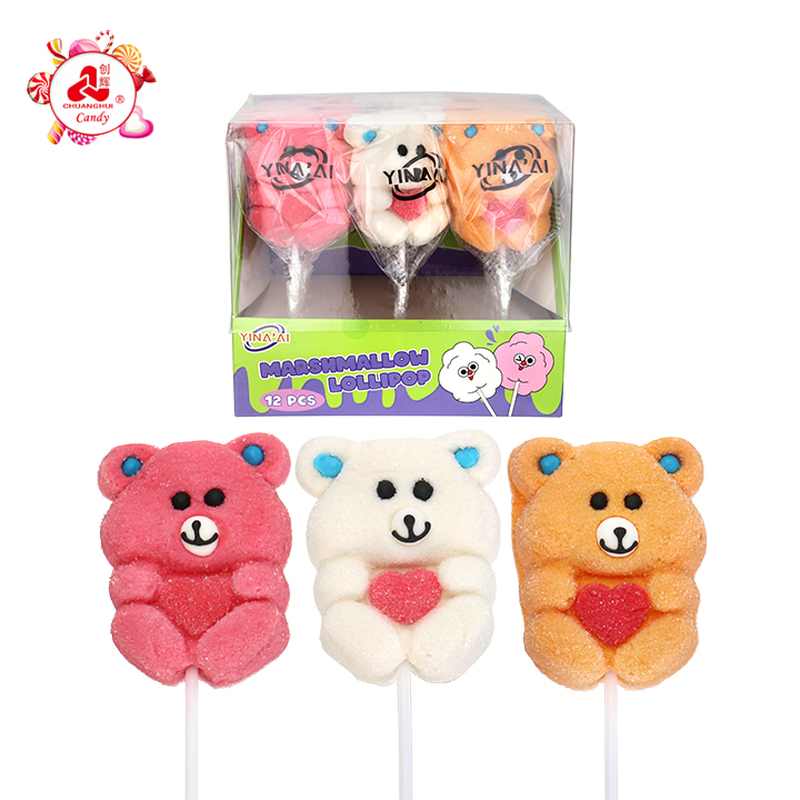 35g Cartoon Care Bear shaped big marshmallow lollipop CH-M229