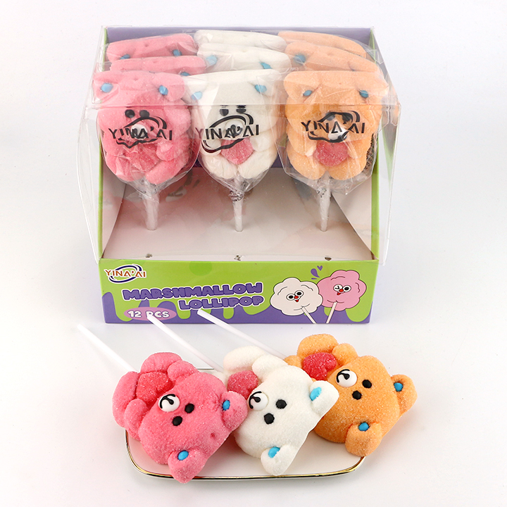 35g Cartoon Care Bear shaped big marshmallow lollipop CH-M229
