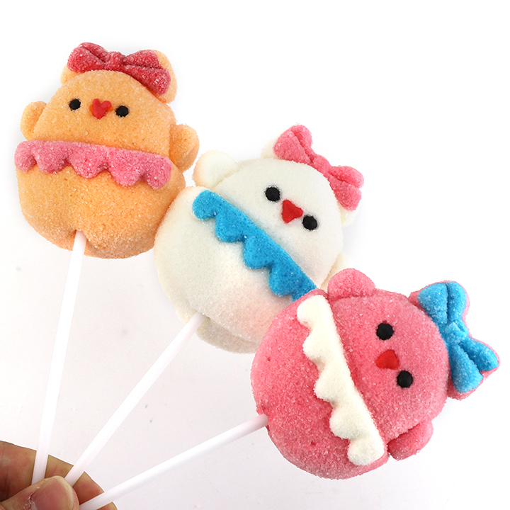 35g Cartoon Chicken shape big marshmallow lollipop CH-M230