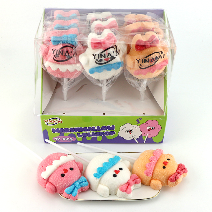 35g Cartoon Chicken shape big marshmallow lollipop CH-M230