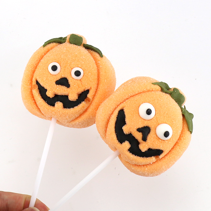 Halloween Candy 35g pumpkin shaped big marshmallow lollipop CH-M231