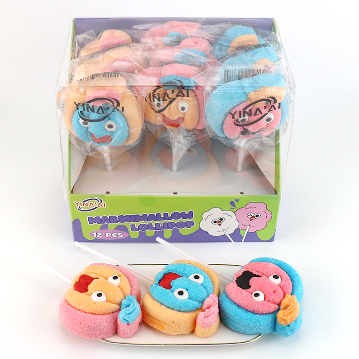 Halloween candy 35g Colorful pumpkin shaped big marshmallow lollipop CH-M232