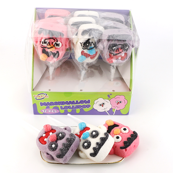 Halloween candy 35g Cartoon Zombie head shape big marshmallow lollipop CH-M233