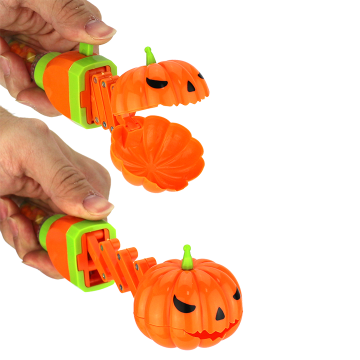 Halloween candy toy cartoon pumpkin head shape telescopic spring bite toy candy CH-TB249