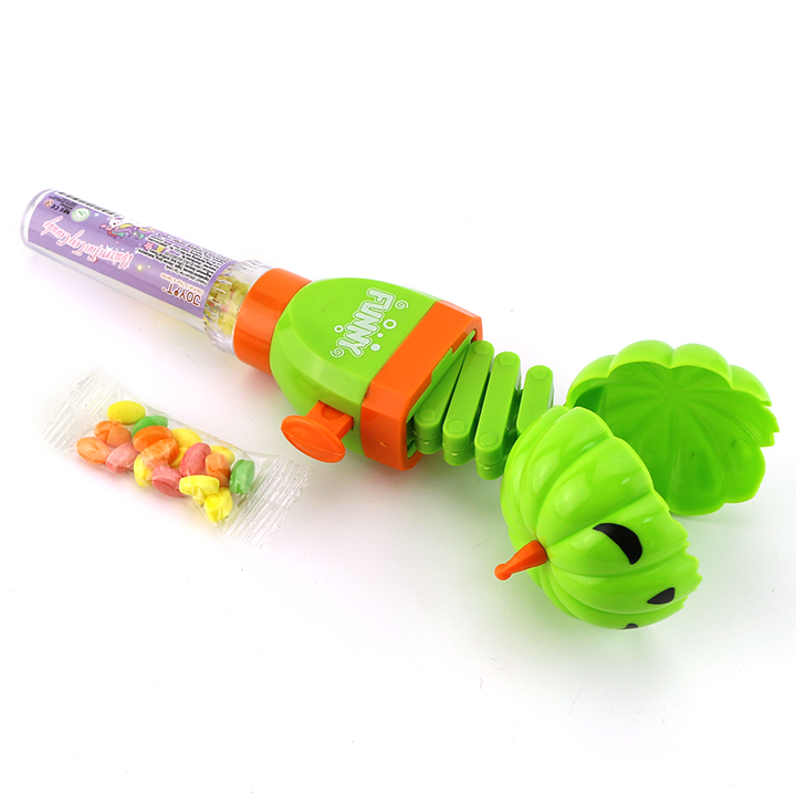 Halloween candy toy cartoon pumpkin head shape telescopic spring bite toy candy CH-TB249