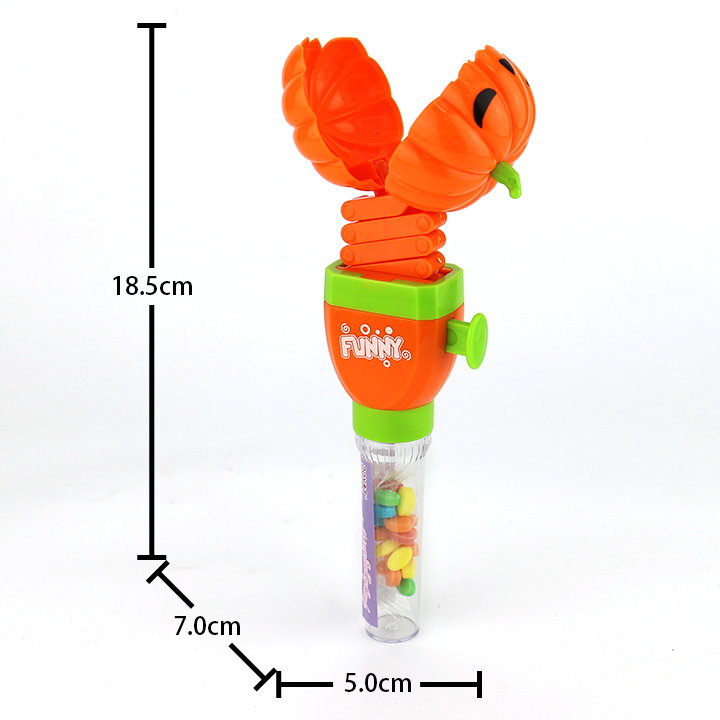 Halloween candy toy cartoon pumpkin head shape telescopic spring bite toy candy CH-TB249