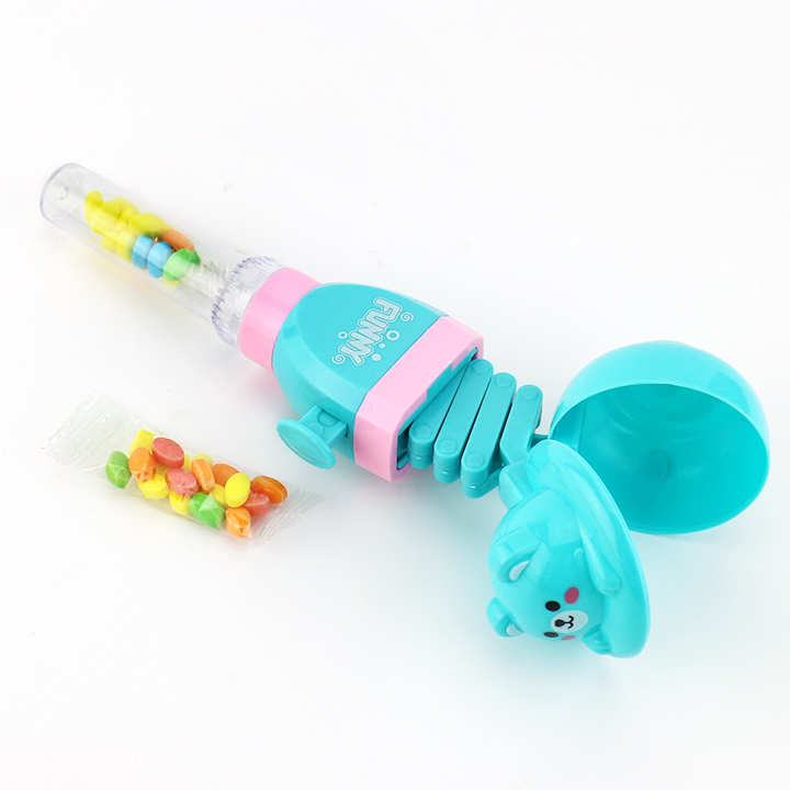Funny animal covered bowl shape telescopic spring bite toy candy CH-TB250
