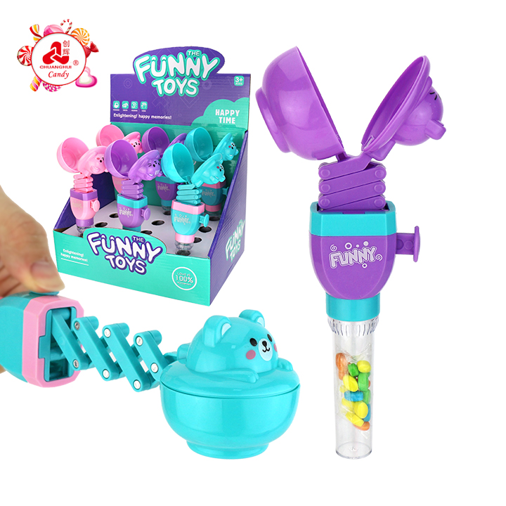 Funny animal covered bowl shape telescopic spring bite toy candy CH-TB250